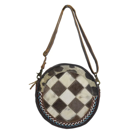 Square Checkered cowhide Canteen Bag