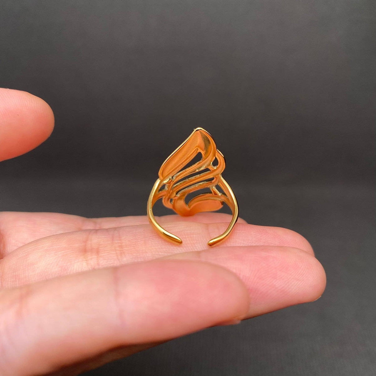 Hollow Geometric 18K Gold Plated Stainless Steel Ring - FGS