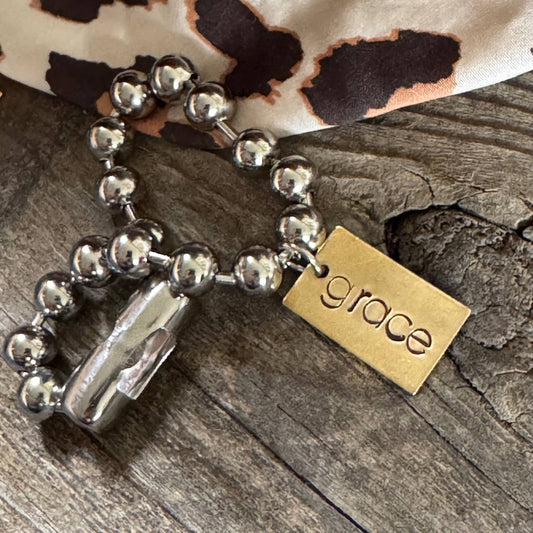 Hand Stamped GRACE Rectangle tag Bracelet : 7"