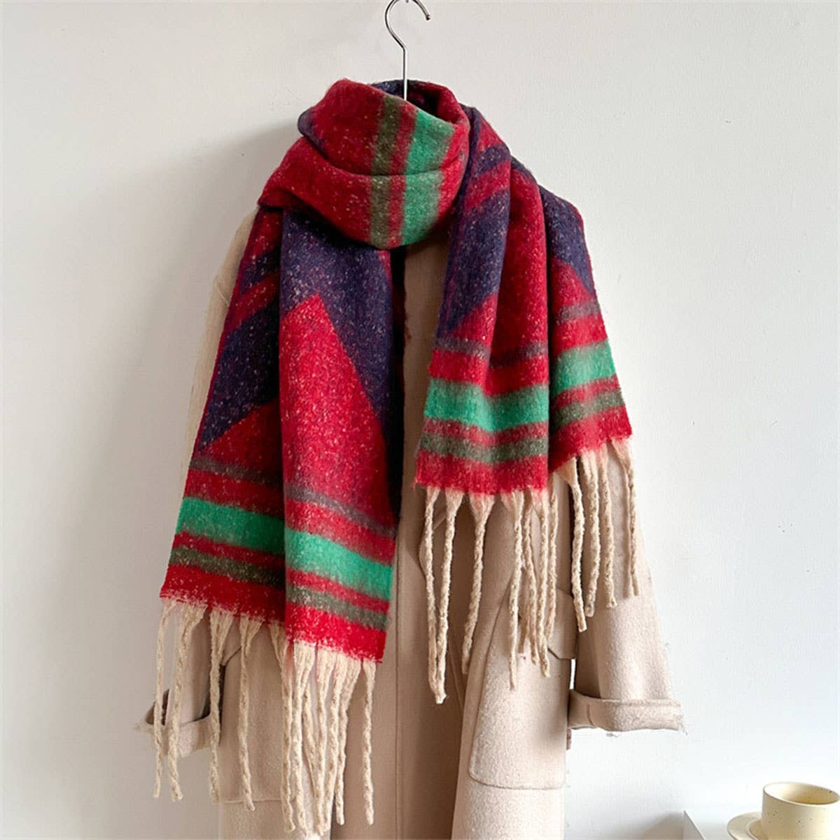 Autumn Winter Long Scarf - Thick Cozy Wrap_CWASC0974: PINKBLUE / (OS) 2