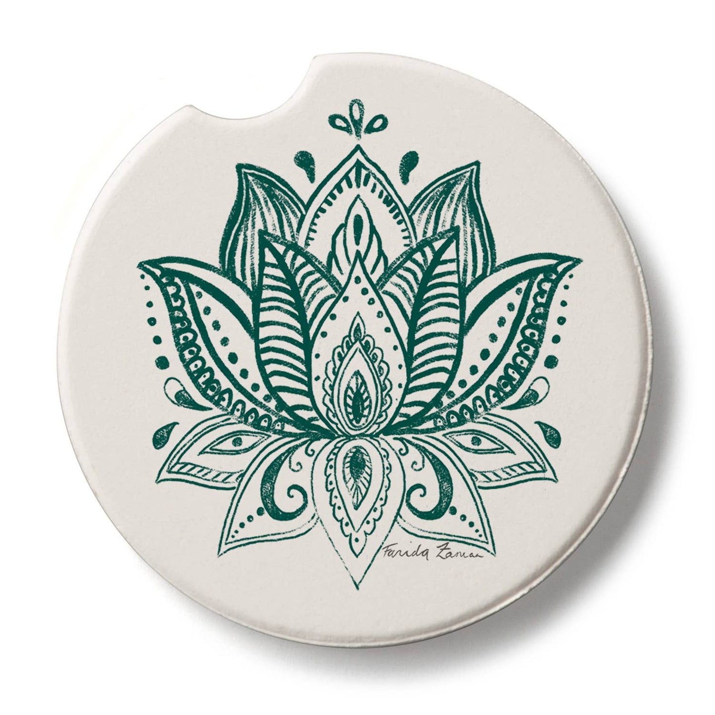 "Lotus Sketch" Absorbent Stone Car Coaster 1pk