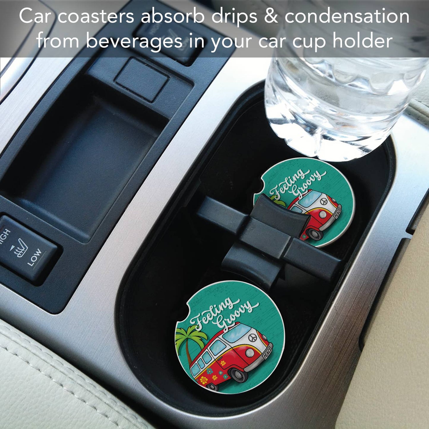 Feeling Groovy Absorbent Stone Car Coaster 1 Pk