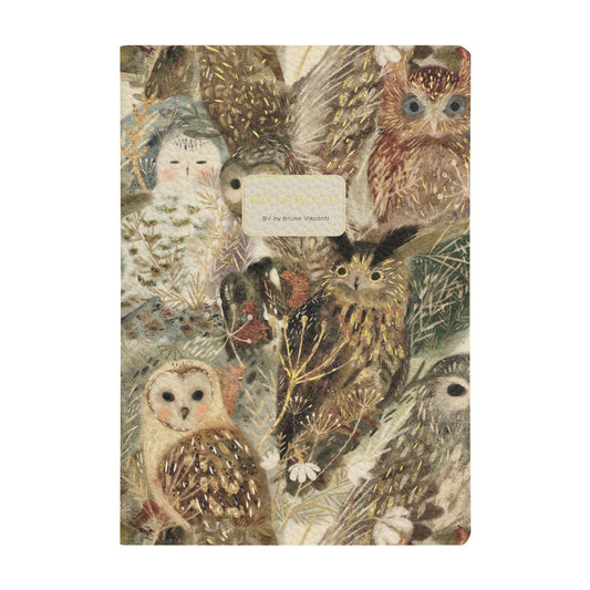 Vegan Leather A5 Notebook - Owls