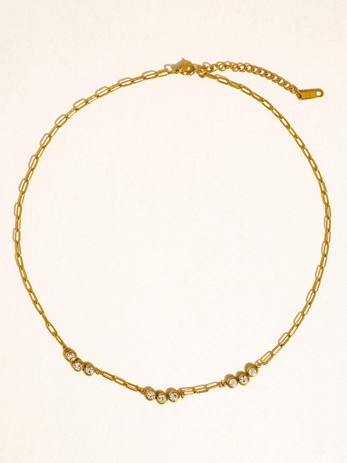 Éclaire 18K Gold Non-Tarnish CZ Station Chain Necklace: Yellow Gold