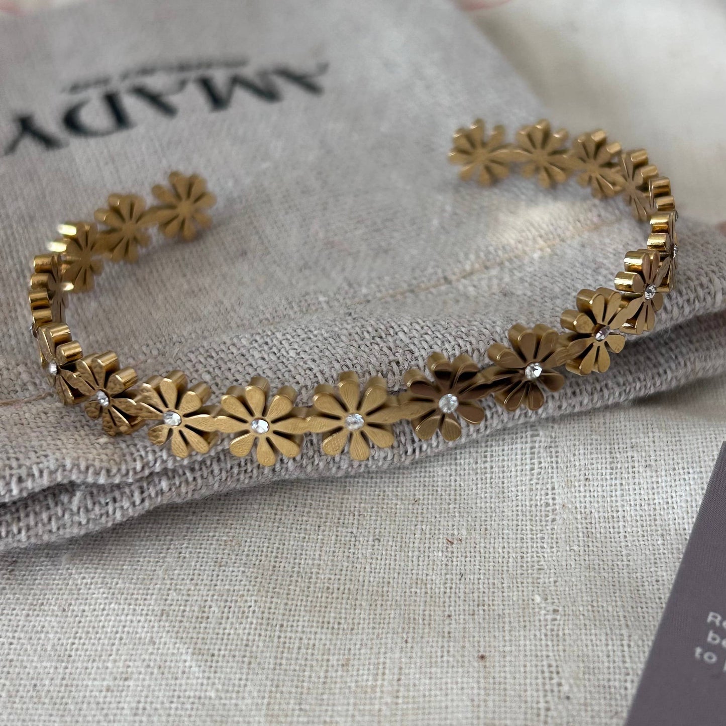 Flowers Bangle Bracelet Cuff 18k Gold stainless steel