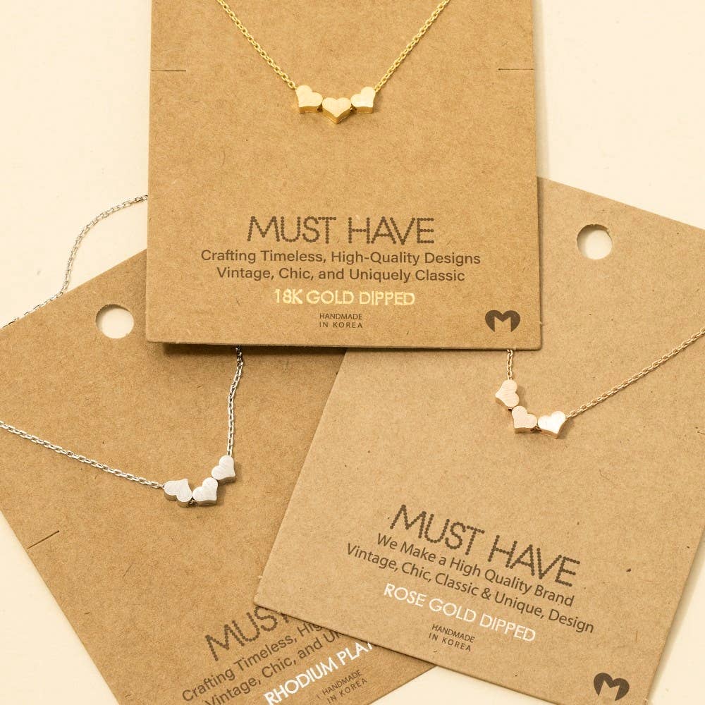 Three Dainty Hearts Necklace: G