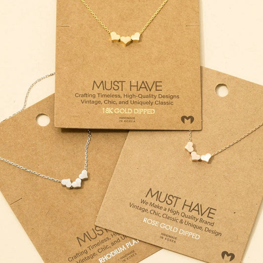 Three Dainty Hearts Necklace: G