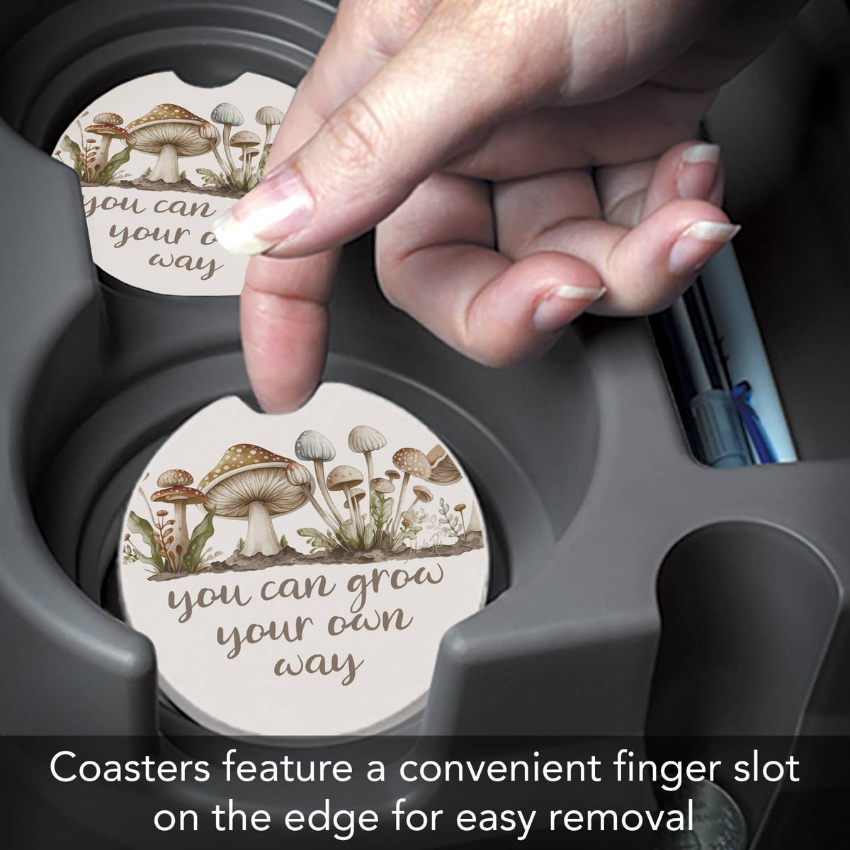 "Grow" Absorbent Stone Car Coaster 1pk