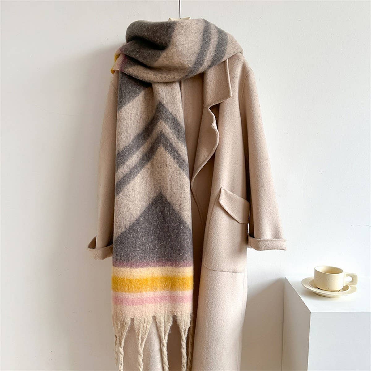 Autumn Winter Long Scarf - Thick Cozy Wrap_CWASC0974: PINKBLUE / (OS) 2