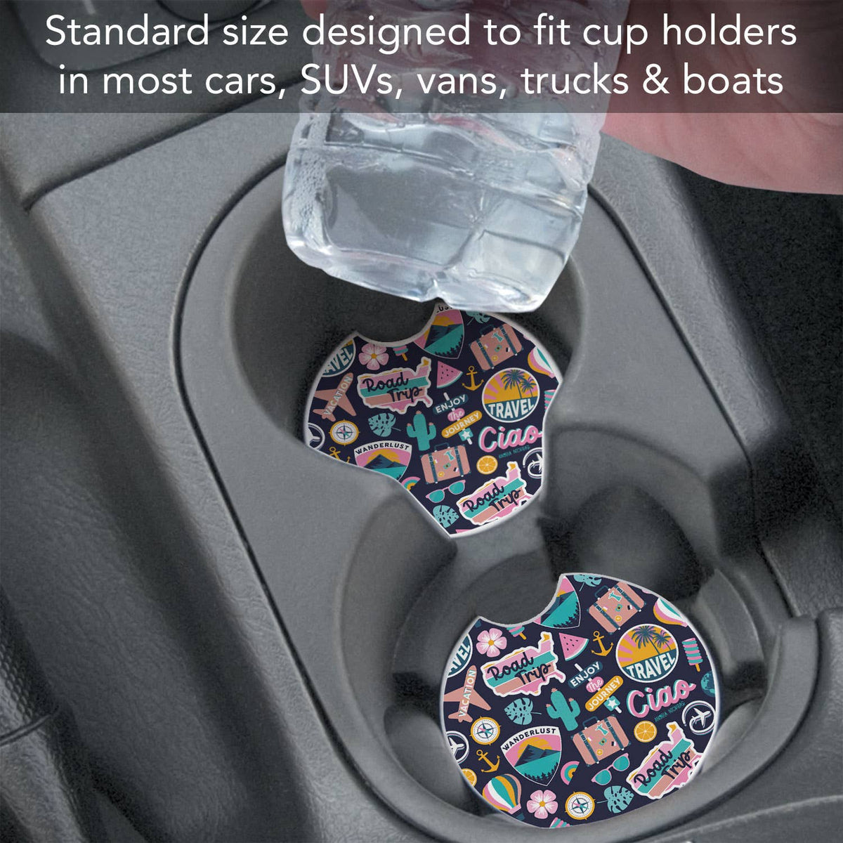 "Around the World" Single Packaged Stone Car Coaster