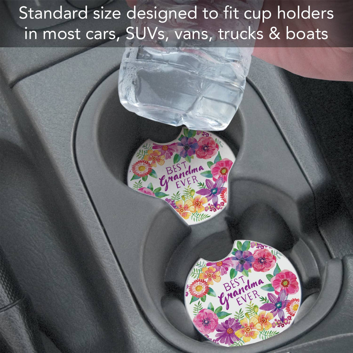 "Best Grandma" Absorbent Stone Car Coaster 1pk