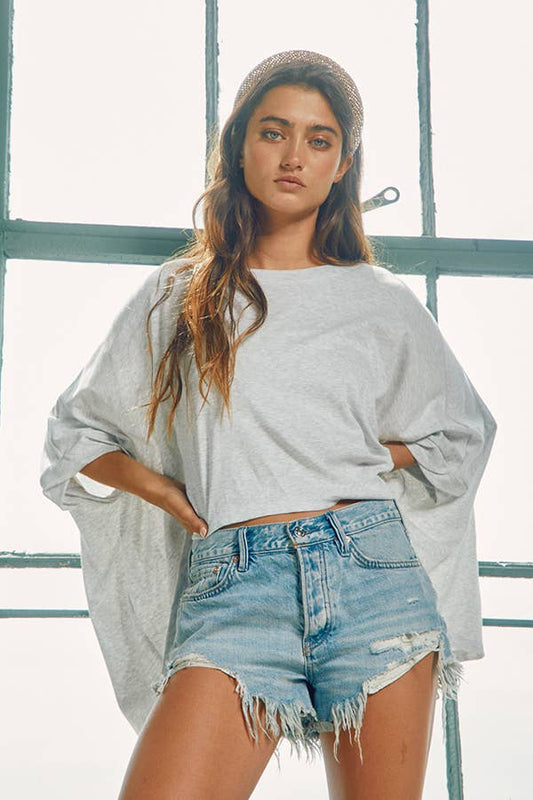 Solid Slub Oversized Top