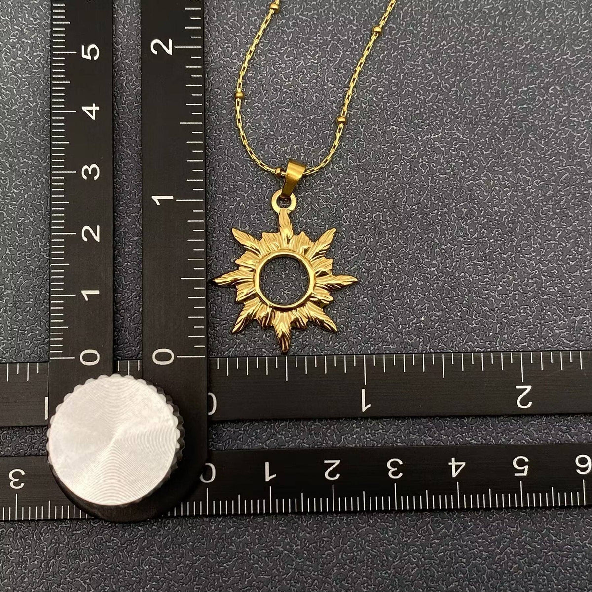 18K Gold Plated S.Steel Hollow Sun Charm Necklace - FGS/MS