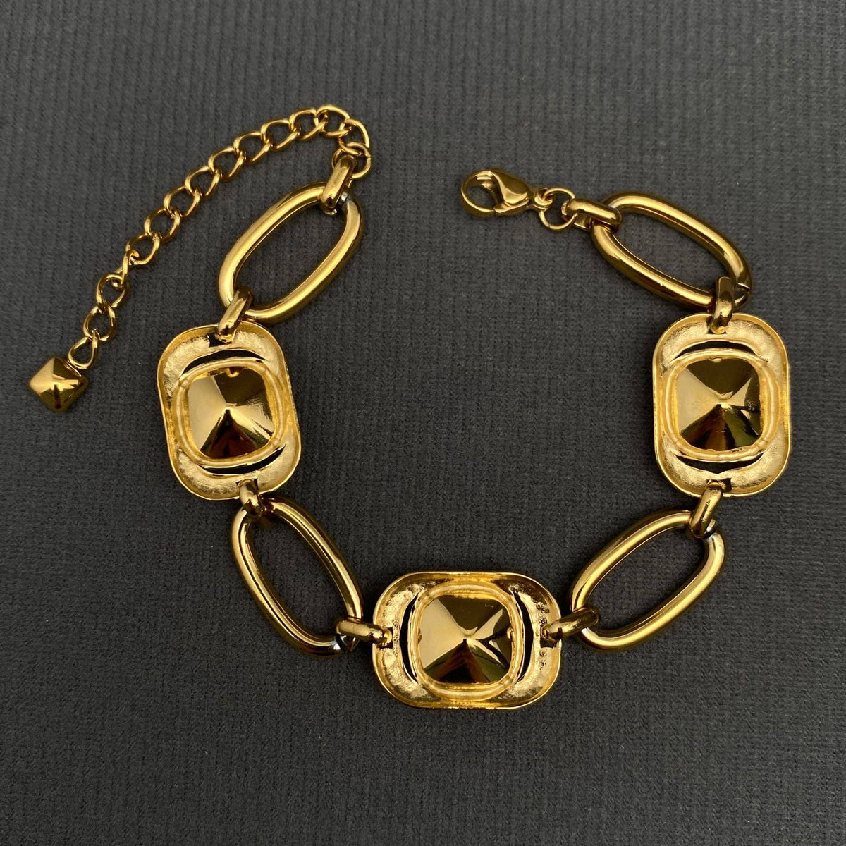 Green Zircon 18K Gold Plated Stainless Steel Bracelet - FGS