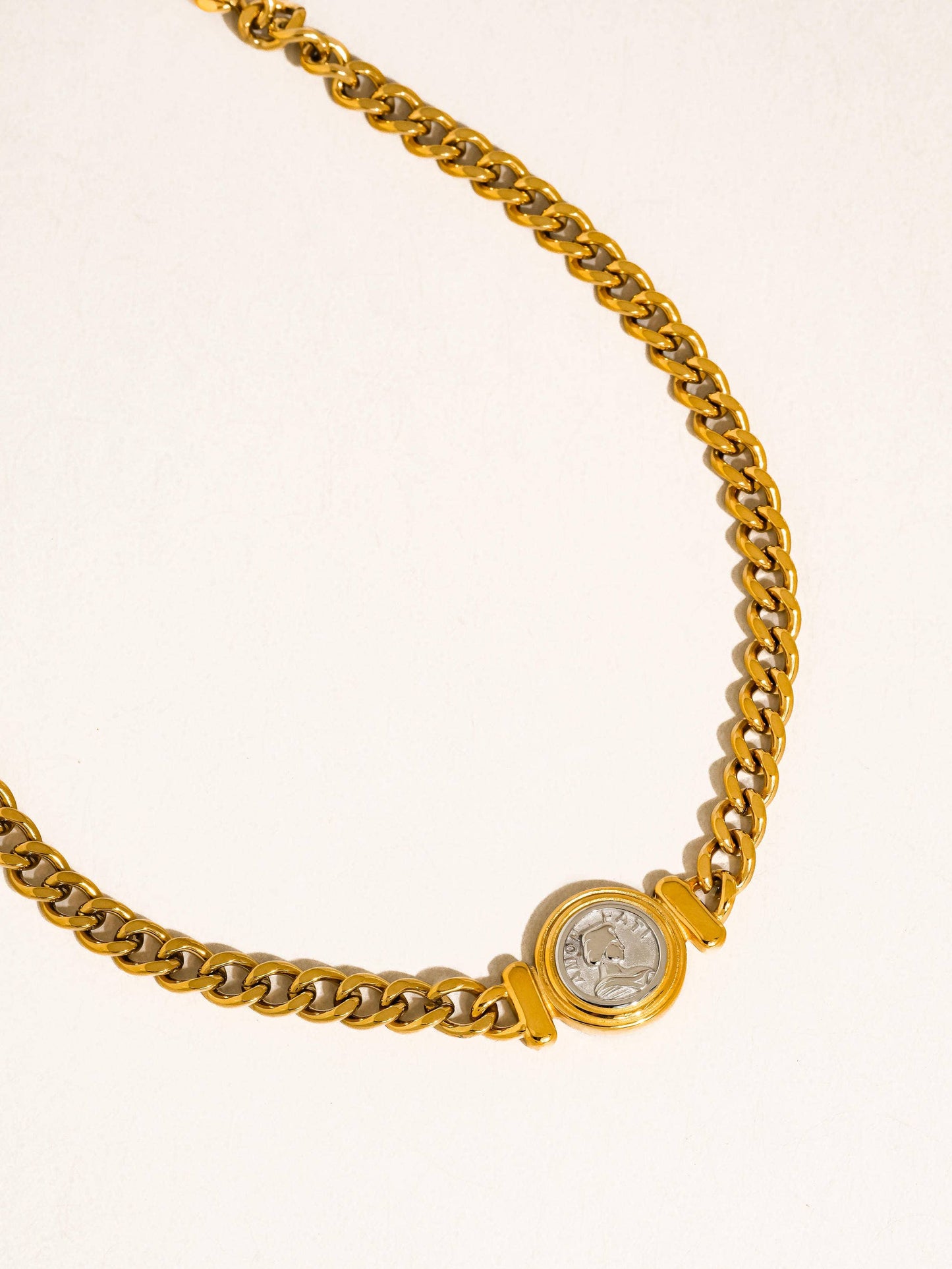Parisse 18K Gold Non-Tarnish Coin Pendant Necklace: Yellow Gold