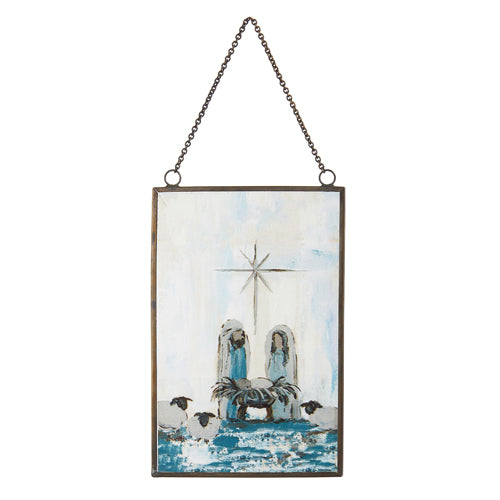 Holy Family Painted Glass Ornament