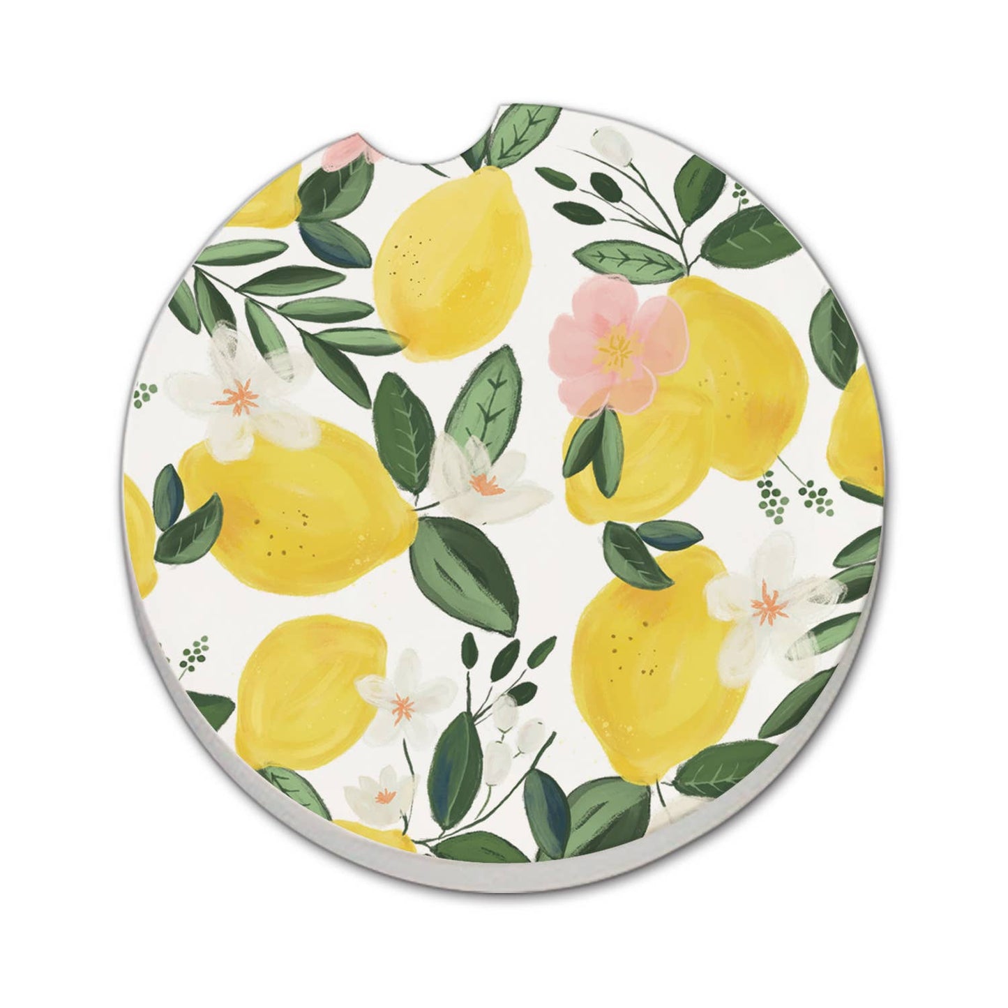 "Lemons On The Vine" Absorbent Stone Car Coaster 1pk