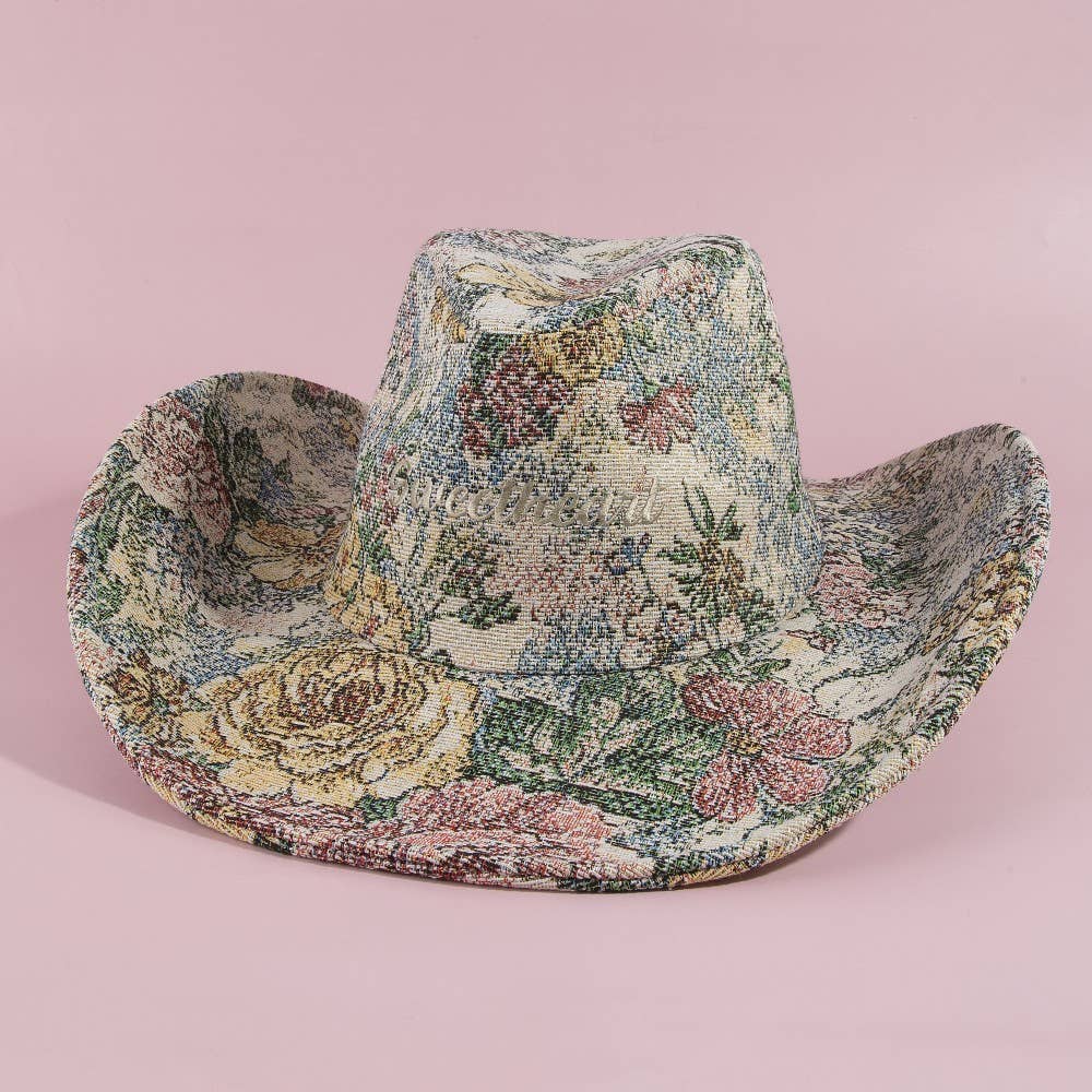 Sweetheart Script Floral Tapestry Cowboy Hat: 4MULTI