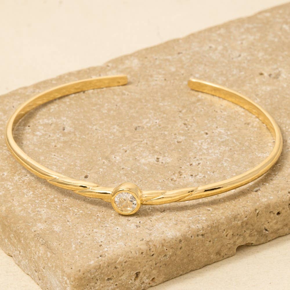 Minimalist Gold Dipped Cz Stud Cuff Bracelet: G