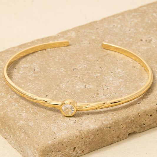 Minimalist Gold Dipped Cz Stud Cuff Bracelet: G