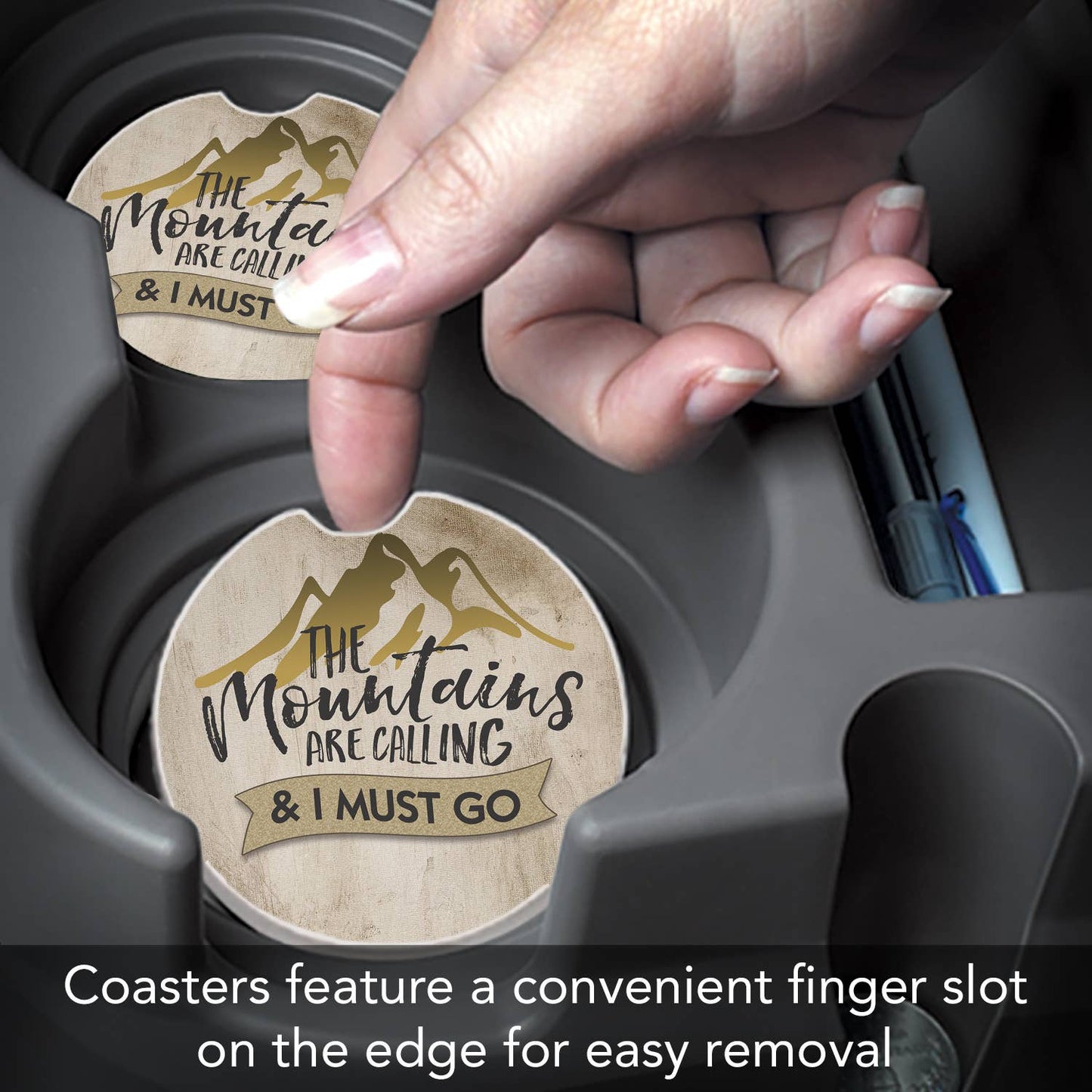 The Mountains Are Calling Absorbent Stone Car Coaster 1 Pk