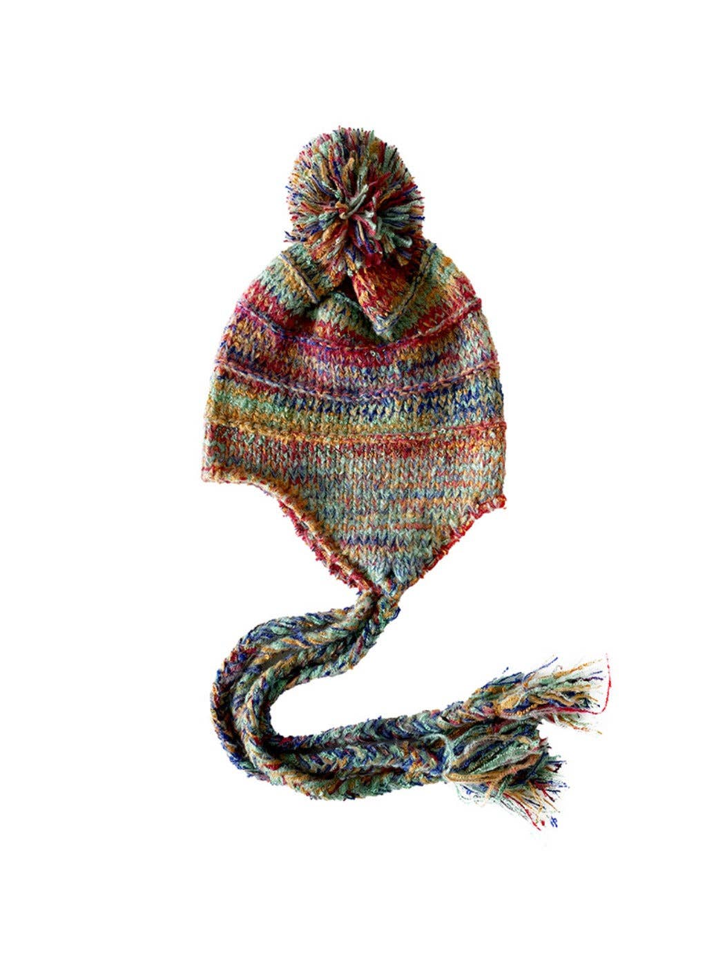 Haila - Women’s Colorblock Knit Earflap Beanie: Green