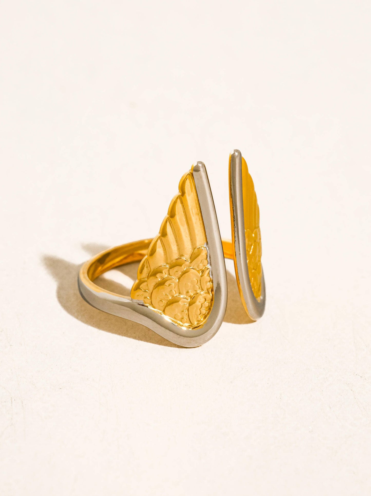 Silvane 18K Gold Non-Tarnish Angel Wing Ring: Multi-Colored
