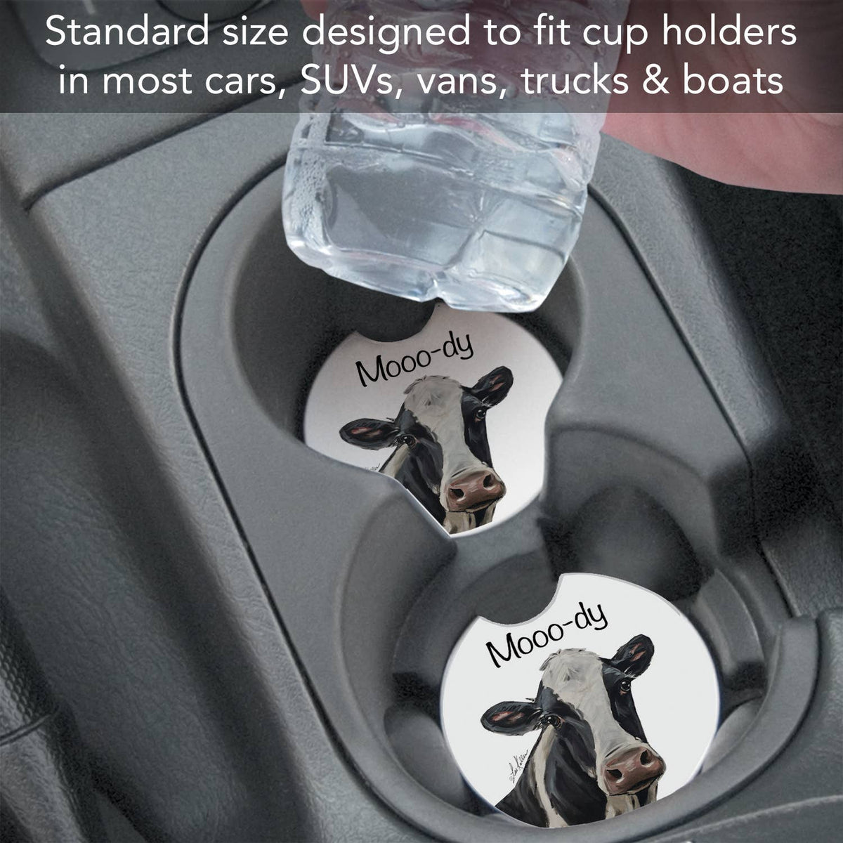 "Mooo-dy" Absorbent Stone Car Coaster 1pk
