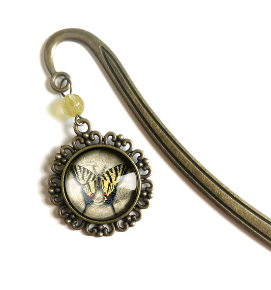 Swallowtail Butterfly Bronze and Glass Cabochon Bookmark