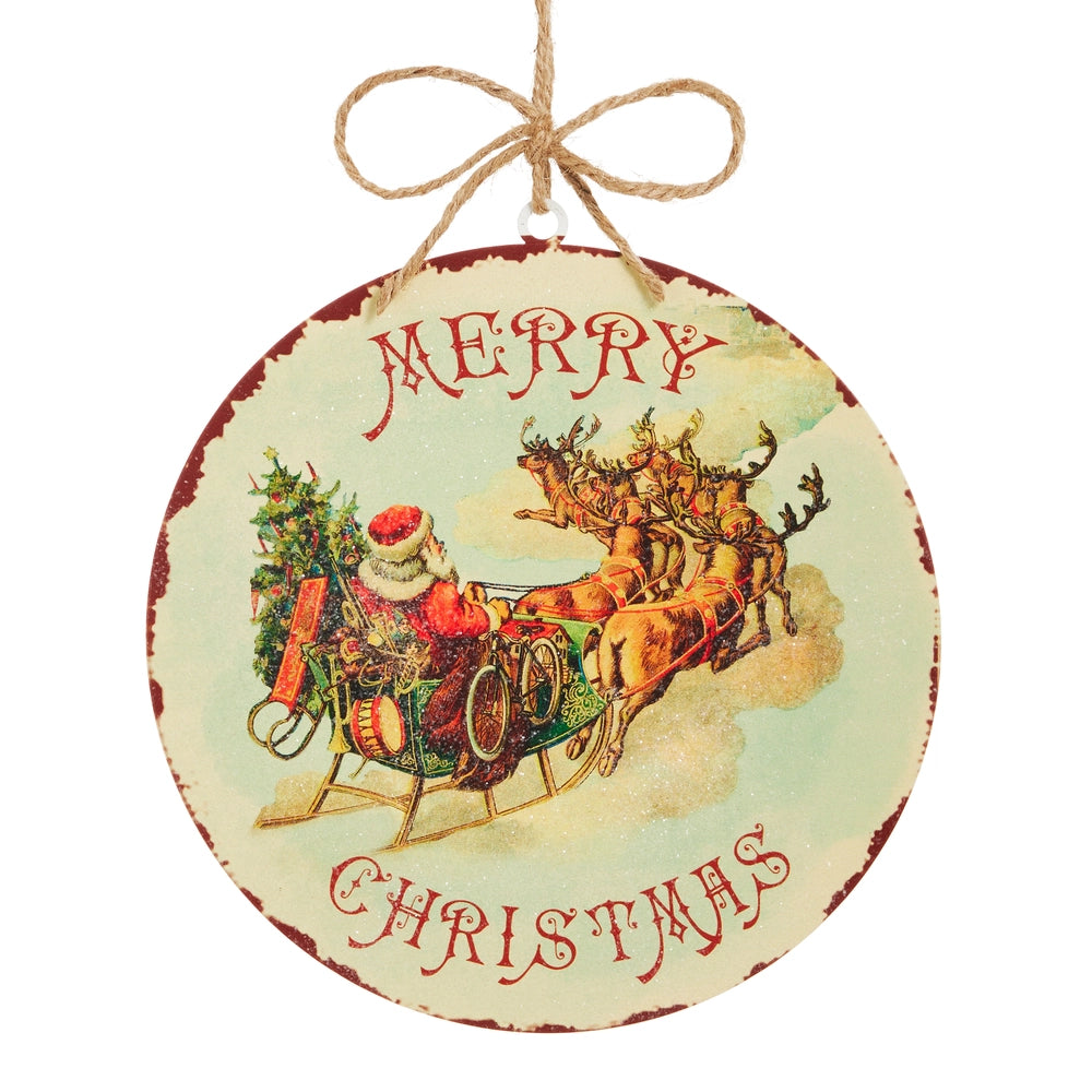 8" Rustic Christmas Disc Ornament