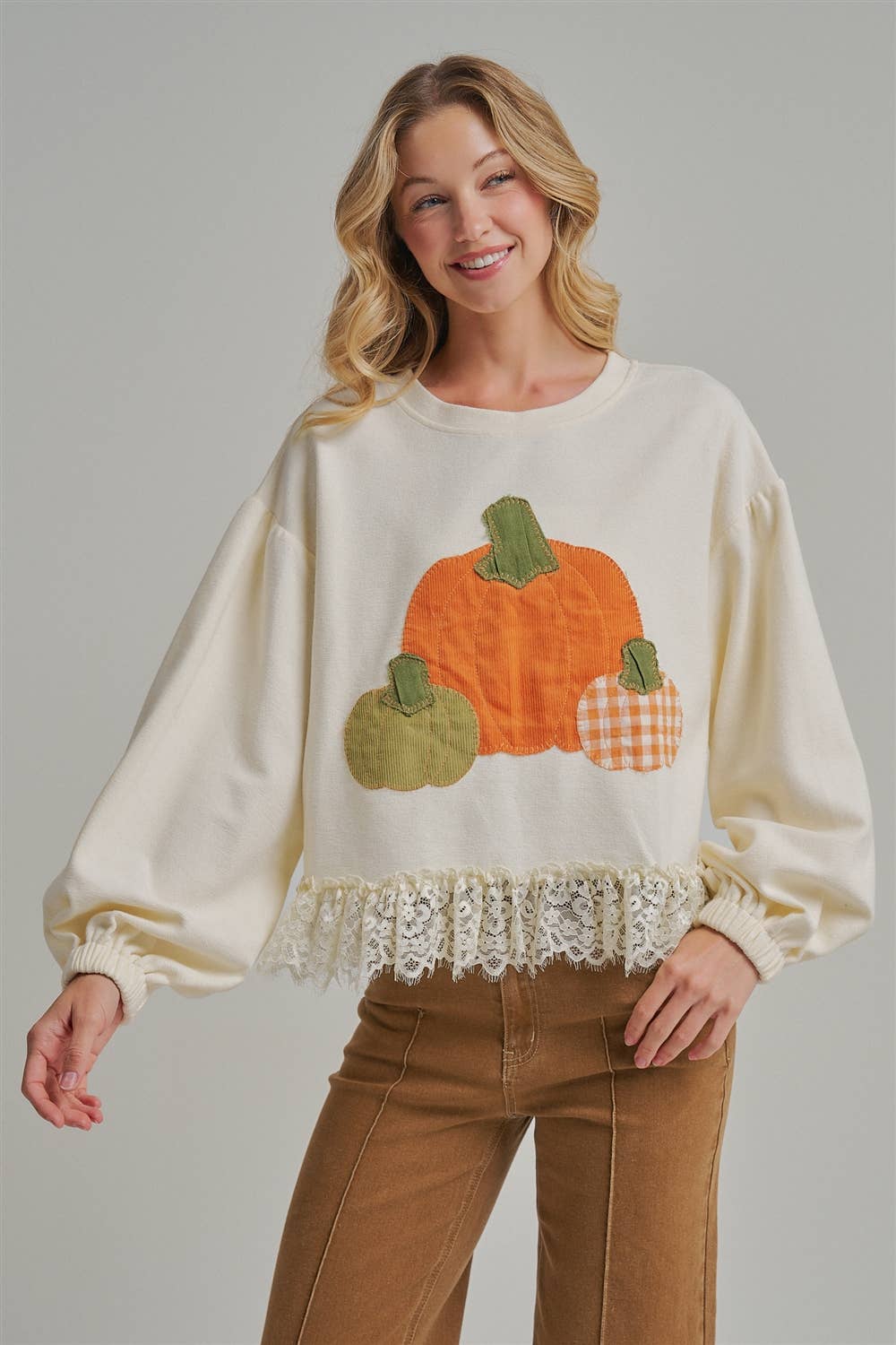 PUMPKIN APPLIQUE FALL THANKSGIVING TOP