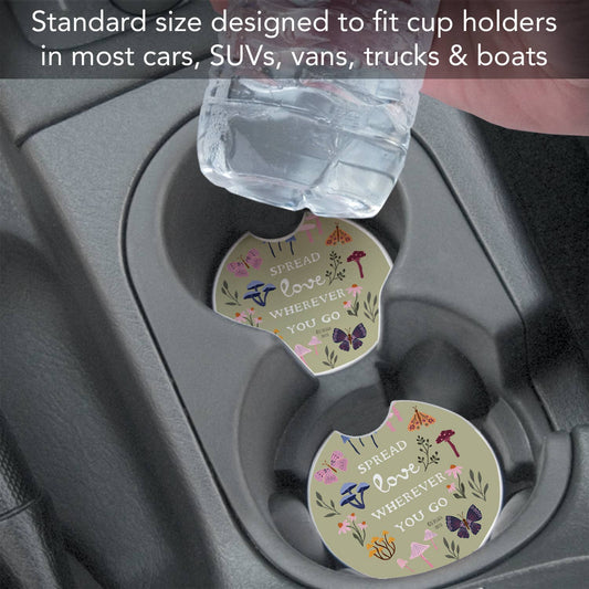 "Spread Love" Absorbent Stone Car Coaster 1pk
