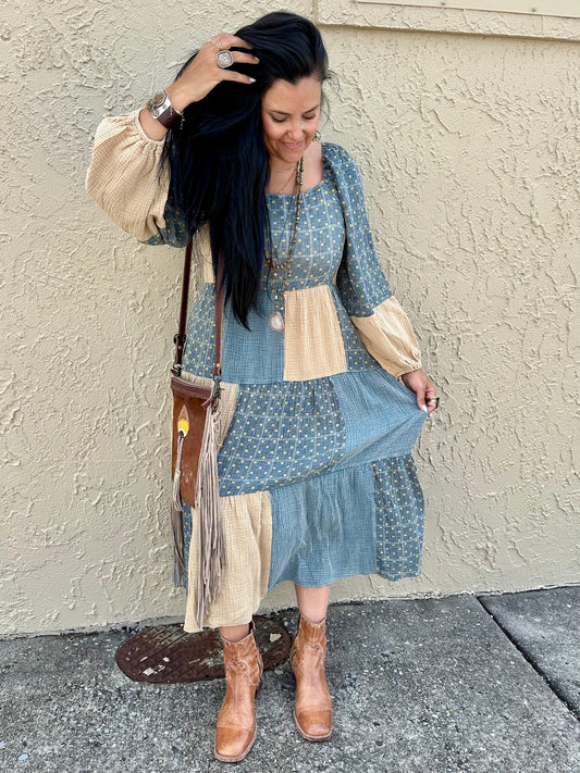 Patchwork Gauze Boho Dress