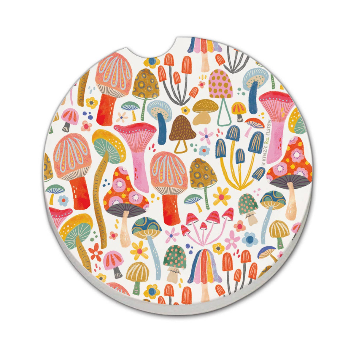 "Retro Shrooms" Absorbent Stone Car Coaster 1pk