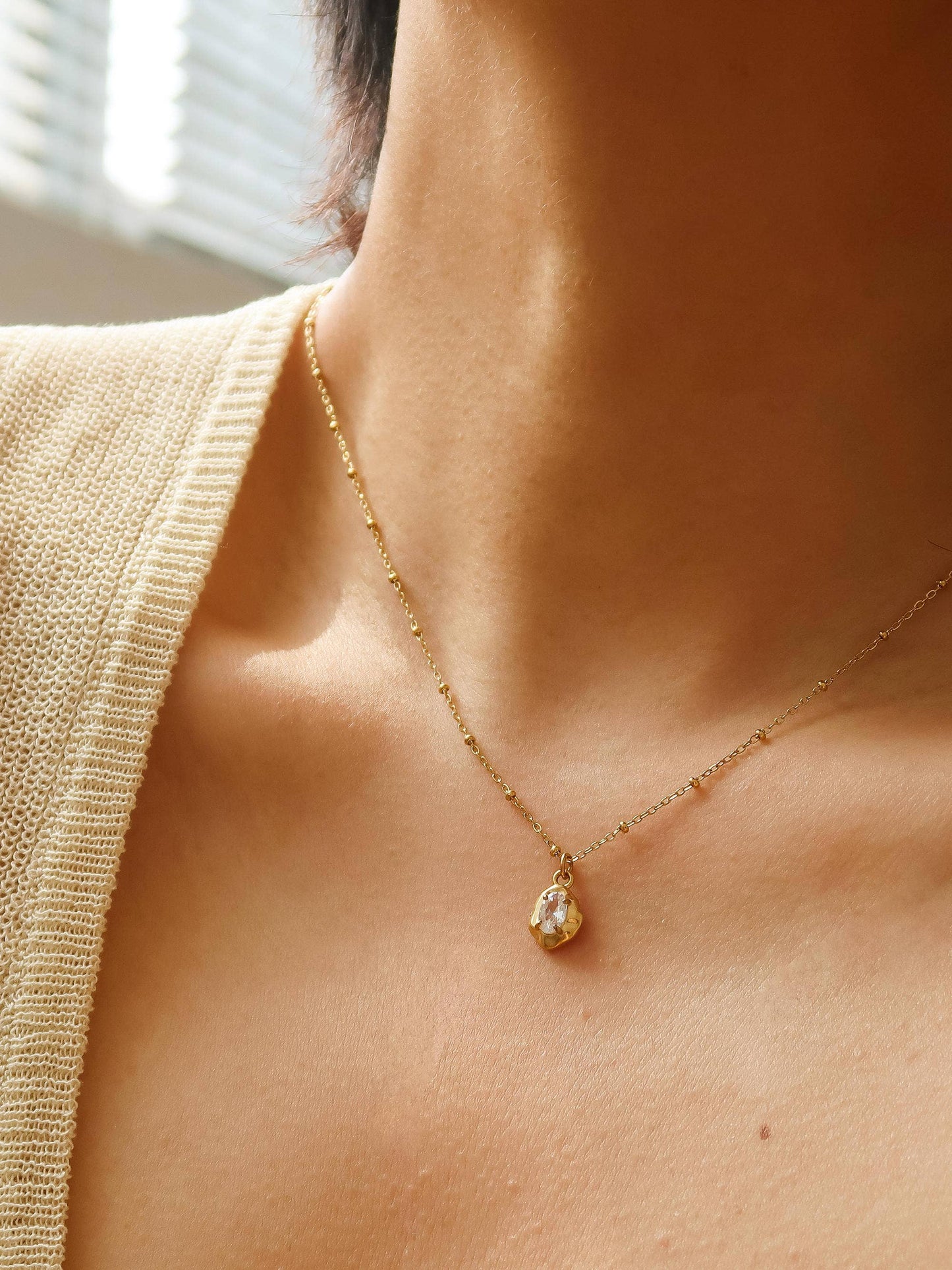 Ryleigh 18K Gold Non-Tarnish Petite CZ Necklace: Red
