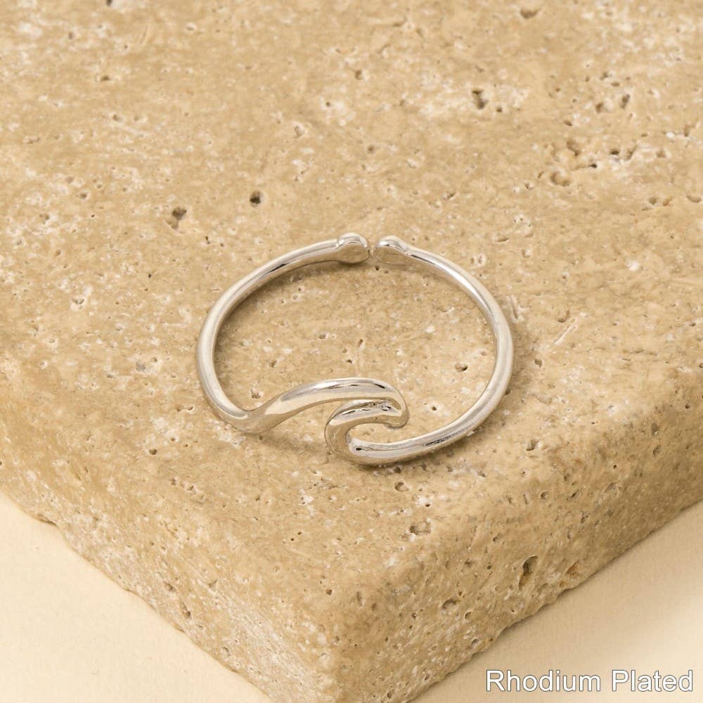 Gold Dipped Wave Cutout Adjustable Ring: S