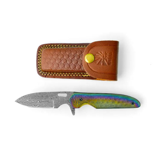 Damascus Steel Pocket Knife Limited Run Titan Transcendence