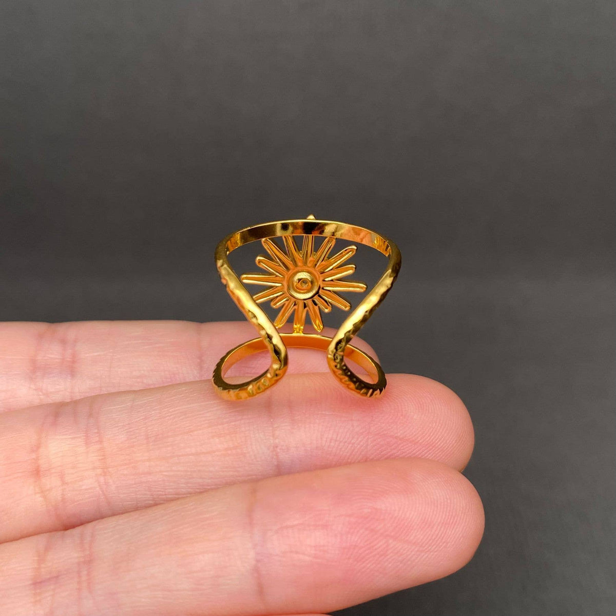 Zircon Inlaid Star 18K Gold Plated S.Steel Ring - FGS/MS