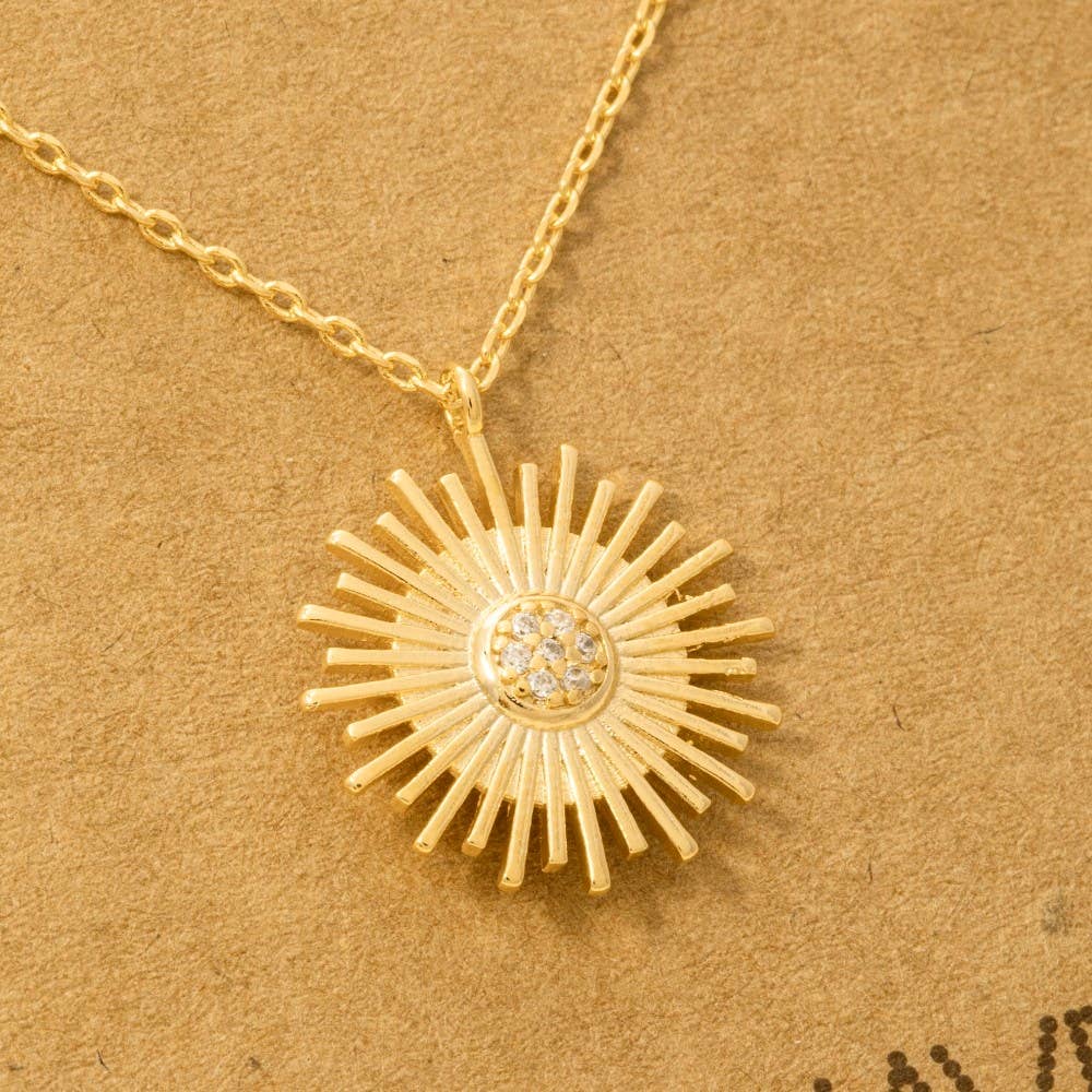 Circle Sun Shine Ray Pendant Necklace: G