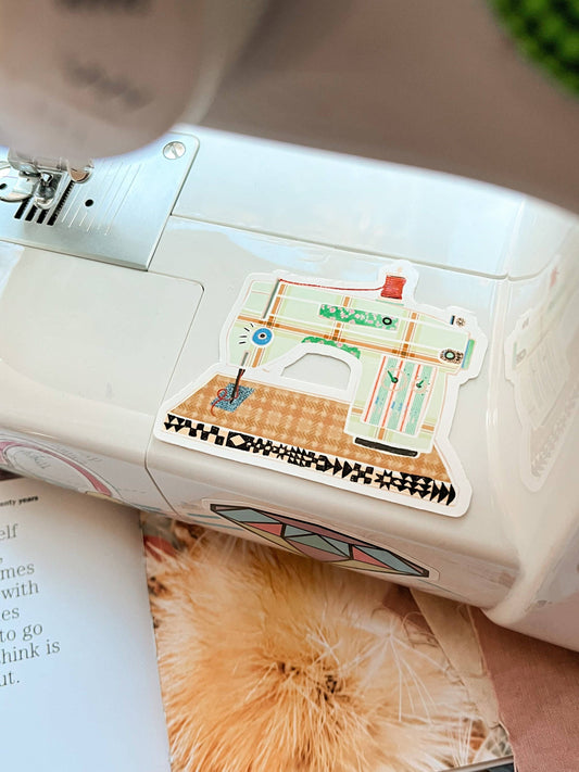 Retro Sewing Machine Vinyl Stickers, Quilt Sewing Sticker