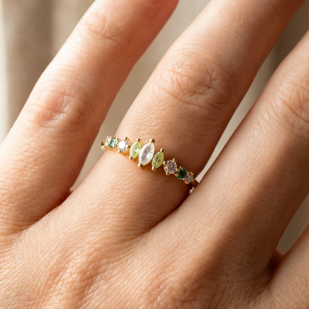 Gold Dipped Cz Rhinestone Ring: G
