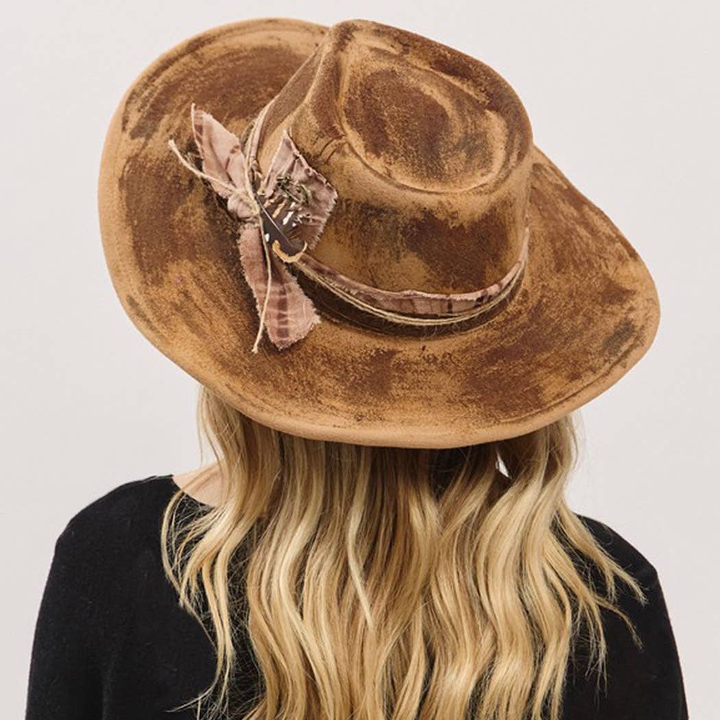 Vintage Versatile Shapeable Cowgirl & Fedora Hat With Feathe: TP