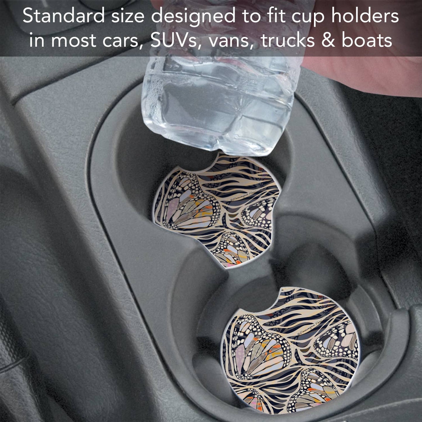 "Zebra Butterflies" Absorbent Stone Car Coaster 1pk