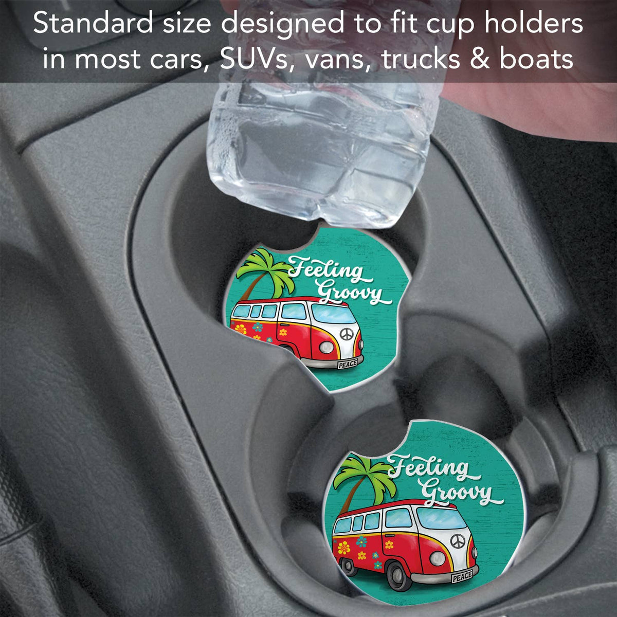 Feeling Groovy Absorbent Stone Car Coaster 1 Pk