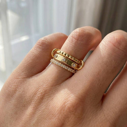 Mixed Linked Dainty Band Rings Set: GDCRY