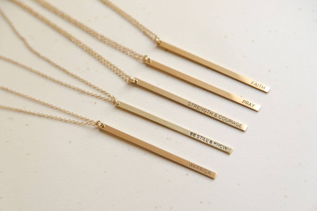 Warrior Minimal Bar Pendant: Yellow Gold