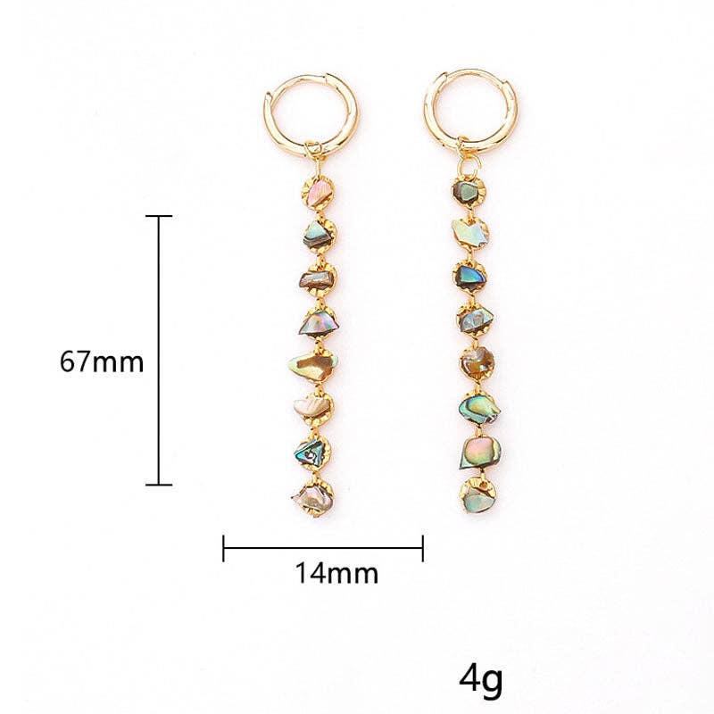 Trendy Natural Shell Beaded Long Dangle Earrings