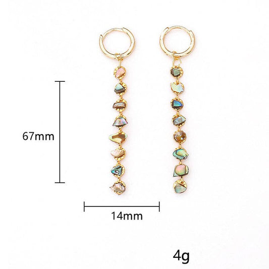 Trendy Natural Shell Beaded Long Dangle Earrings