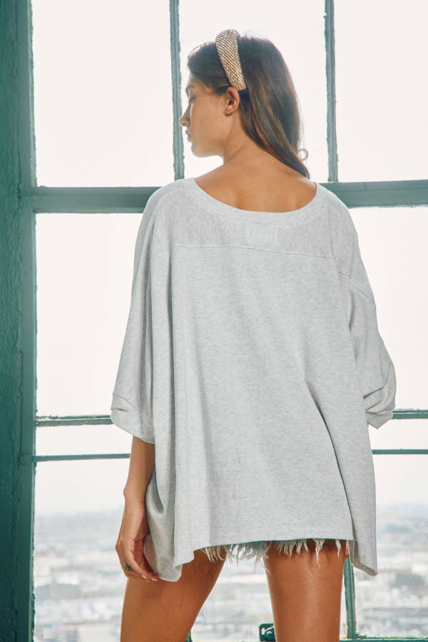 Solid Slub Oversized Top