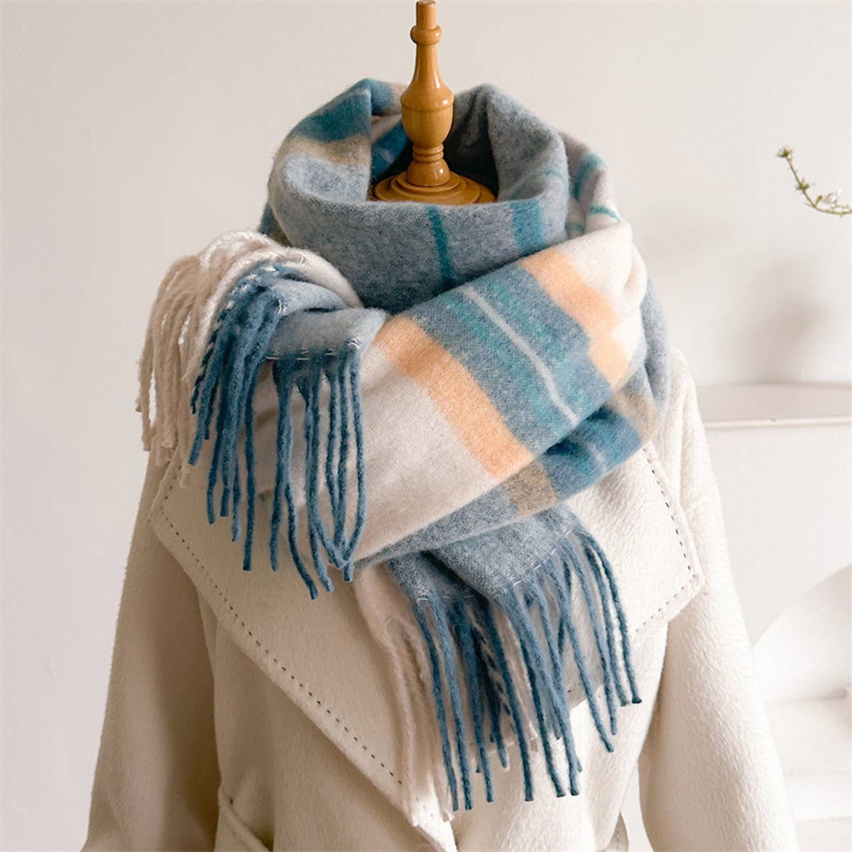 Soft Gradient Knit Tassel Scarf Wrap Shawl_CWASC2739: WINE / (OS) 2